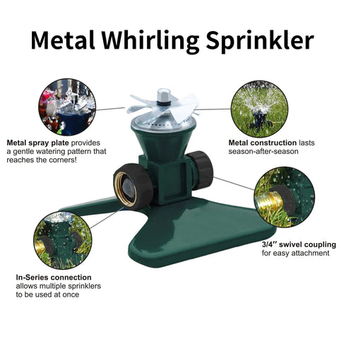 Heavy Duty Metal Square Lawn Sprinkler 360 Degree Rotary Water Sprinkler For Yard And Garden showing metal construction.