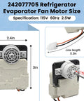 Evaporator Fan Motor Replacement For Frigidaire Crosley Kenmore Refrigerators Beef Up Cooling 242077705 with dimensions