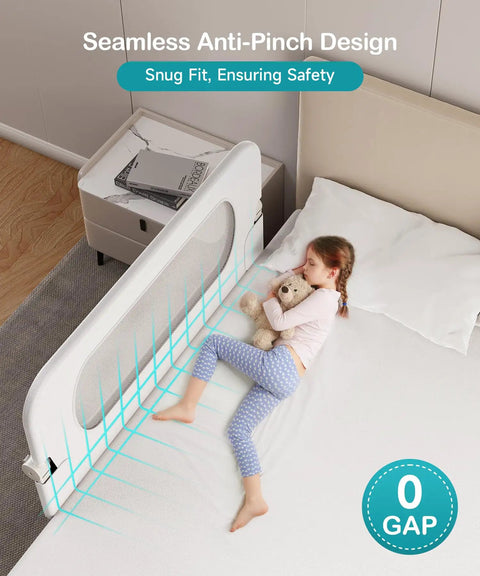 Ultra Sturdy Toddler Bed Rail Guard With U Shaped Base And Double Crossbar For Superior Stability Height Adjustable Foldable