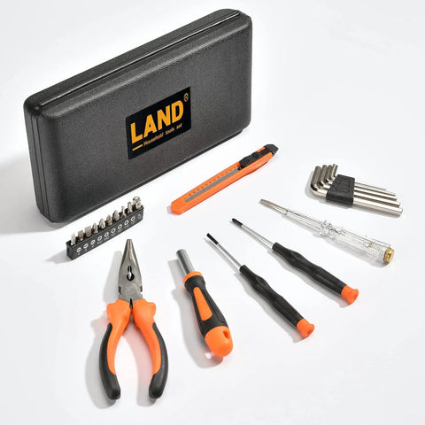 22 Piece Must Have Home Repair Tool Kit With Portable Toolbox For DIY, Home, Garage And Dorm Use, Includes Pliers, Utility Knife