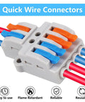 Lever Wire Connectors Pack Of 20, 2 In 4 Out Quick Wire Connectors Push In Conductor Terminal Block For AWG 28-12