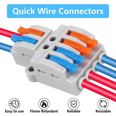 Lever Wire Connectors Pack Of 20, 2 In 4 Out Quick Wire Connectors Push In Conductor Terminal Block For AWG 28-12