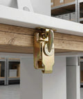 Heavy Duty Table Leaf Connector With Swivel Latch Hardware For Dining And Extension Tables Built From Tough Steel under table view.