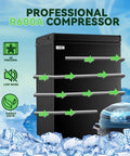 Compact Black Chest Freezer With 3.5 Cubic Feet Capacity, Space Saving Top Open Design with R600A compressor features.