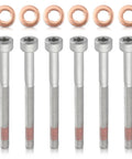 Lower Fuel Injector Nozzle Seal Copper And Bolt Washer Kit For Dodge Sprinter Diesel showing 6 seals and bolts