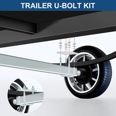 Two Piece Square U Bolt Kit For Boat Trailer Axle Leaf Springs Heavy Duty U Bolts For 2x2 Axle Boat Trailer 4.8 Inch