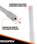 Battery Powered Stick Transfer Pump With Aa Batteries And 39 Inch Hose Flows Gas Or Diesel Smoothly At 2 6 GPM showing 1.2 inch diameter hose with clear liquid flow.