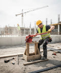 Heavy Duty Manual Rebar Bender Tool For Construction Site And Home Use Extended Handle Metal Bending Machine in use at a construction site.