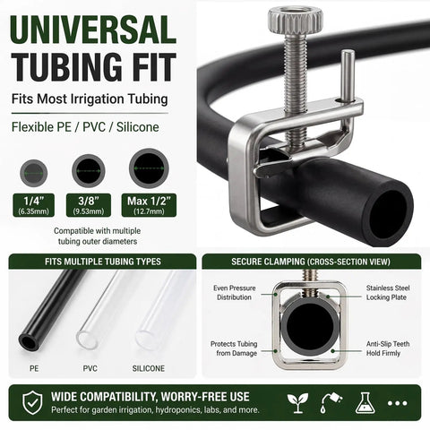 12 Pack Adjustable Flow Control Hose Clamps For Half Inch Tubing Nickel Plated Brass Precision Thumb Screw in use