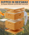 Image of Two Pack 10 Frame Langstroth Medium Super Beehive Box Dipped In Beeswax For Beekeeping Supplies in a field.