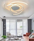 Dimmable LED Ceiling Light With Remote Control, Modern Flower Design Chandelier, illuminated in a stylish living room.
