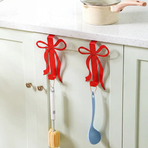 Sort Your Daily Grind Smoothly With These Heavy Duty Red Bow Over The Door Hooks Perfect For Dropping Coats Towels Hats And Bags While Keeping Main Room Coquette Vibes Strong.