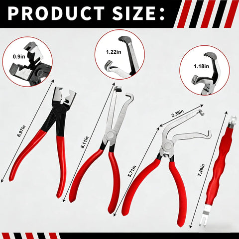 5 Piece Electrical Disconnect Pliers Kit With Gloves For Quick Release Auto Connector Tool product sizes and dimensions