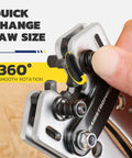 Close-up of Pro Grade Heavy Duty Battery Cable Crimping Tool Kit With Ratchet Hex Extended Handle showing jaw adjustment feature.