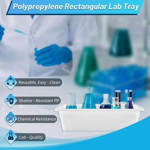 Six Pack Polypropylene Lab Containment Trays 15 L By 10.8 W By 4 H Durable Workhorse Temperature Resistant Plastic For Sterilizing And Drying Lab Supplies Easy To Clean Acid And Alkali Resistant Safe For Education And Home Use with lab equipment