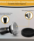 51mm Espresso Tamper Pro Grade Stainless Steel With Flat Base And Spring Loaded Mechanism Ergonomic Handle detailed view