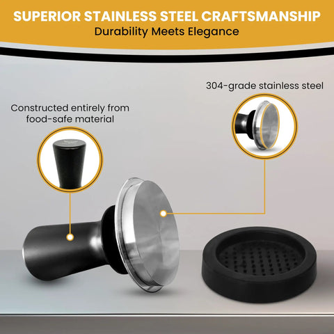 51mm Espresso Tamper Pro Grade Stainless Steel With Flat Base And Spring Loaded Mechanism Ergonomic Handle detailed view