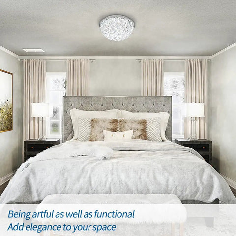 Bedroom with LED Ceiling Light Fixture Flush Mount With Crystal Dome Modern Chandelier Vibe, enhancing elegance
