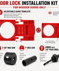 Complete Door Hinge Jig And Lock Installation Kit With Reliable Mortise Guiding Tray For Flawless Cabinet Work And Honestly No Sweat Weekend Builds, adjustable guide template and hole saws.