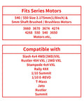 Text showing compatibility list for Durable Metal Spur Gear Set 54T 32P With 15T 17T 19T Pinions For Traxxas models