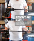 Badass Electric Drum Pump With Telescopic Suction Hose demonstrating the telescopic tube for 15 to 55 gallon drum fit.