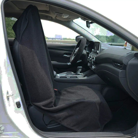Waterproof Front Seat Cover Protector For Cars And SUVs Sweat Guard Three Layer Towel Material With Non Slip Backing Black 1Pcs