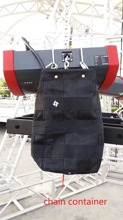 Heavy Duty Electric Chain Hoist Bags For 25m Chain 82ft Long, Large Capacity Nylon Fiber Construction, Black, outdoor use.