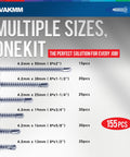 Versatile Sheet Metal Screws Kit With 155 Self Tapping Tek Screws In Six Sizes From Half Inch To Two Inches Zinc Plated