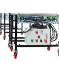 Workhorse 24 Inch Powered Flexible Roller Conveyor Built Rock Solid For Friction Free Package Transport And Lightning Fast Warehouse Loading Zones With Quick Length Tweaks with control panel and rollers.