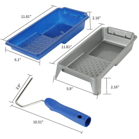 4 Inch Paint Roller Tray Kit With 22 Pack Liners Thickened Plastic Tray Reusable Gray Tray And 4 Inch Roller Frame