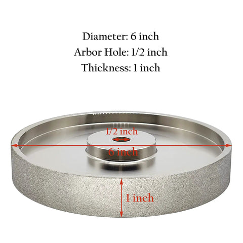 Six Inch CBN Grinding Wheel For High Speed Steel Tools One Inch Wide Half Inch Arbor Diamond Grit 180 Electroplated Bond Built To Last Wear Resistant