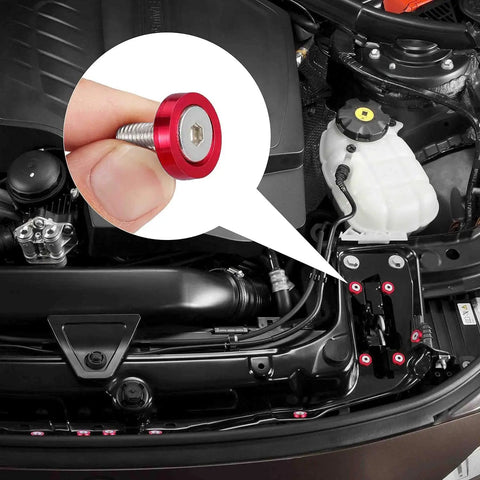 20 Piece Billet Aluminum Fender Washers Kit For Universal Engine Bay Dress Up, Durable Aluminum Alloy Bumper Washers With Included Bolts For Auto Customization, Sleek Lightweight And Rust Resistant Fastener Set on black engine bay