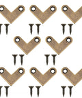 Upgrade Your DIY Builds With These 8 Piece Bronze L Shaped Corner Brackets Built Tough For Rust Resistance And Lasting Strength Ideal For Vintage Home Decor And Reliable Furniture Fastening Needs, showcasing eight bronze brackets and screws.