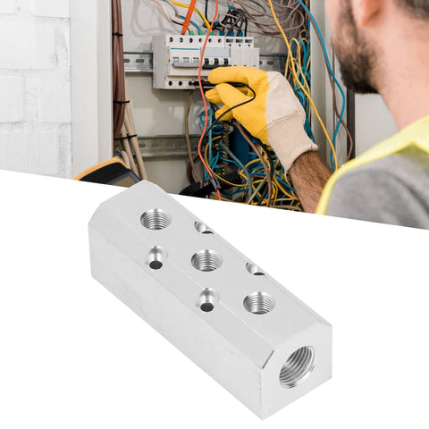 Aluminum Air Manifold Block 40x40mm Heavy Duty High Flow With G1/2 Inlet And G1/4 Outlet For Pneumatic Systems in use