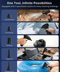 Rechargeable Electric Air Duster Blower For Keyboard, Camera, PC Vents, Car Interiors And Home With 5 nozzles in use