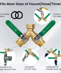 4 Way Brass Hose Splitter With Metal Handle, High Volume Solid Brass Valve, Three Quarter Inch Connectors, Leak Free Yard Hose Splitter