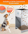 Heavy Duty Galvanized Dog Feeder Bowl Station For Indoor Outdoor Use With 25 Pound Gravity Fed Kibble Dispenser Built Like A Boss to feed pets.