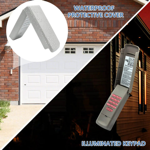 877MAX Garage Door Keypad For Openers Since 1993 315 MHz And 390 MHz with waterproof cover and illuminated keypad