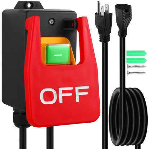 Heavy Duty Paddle Switch For Table Saw 110V To 120V Single Phase On Off Emergency Stop Paddle with extension cord and screws