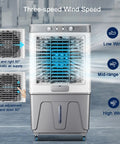 Heavy Duty Evaporative Air Cooler 8600 CFM Portable Swamp Cooler features three-speed wind controls and 90° automatic air supply.