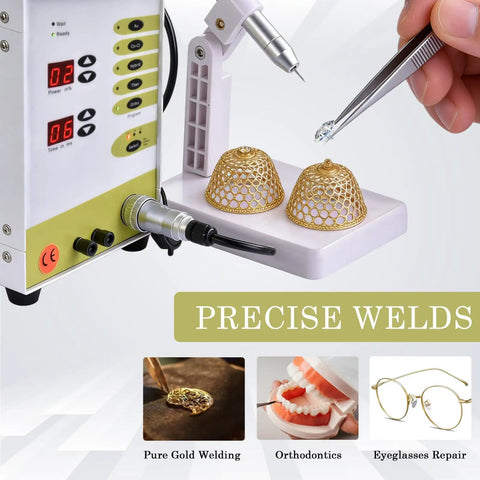 Pulse Arc Welder Kit For Permanent Jewelry 100A 110V DIY Jewelry Bonding Machine, Jewelry Clasps Welding Tool displayed in action