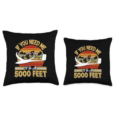 Glider Pilot Throw Pillow For Sailplane Enthusiasts And Aviation Aficionados Soaring Flight Lover Gift with sunset design