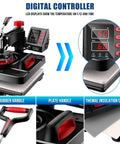 Akeydiy Pro 8 In 1 Heat Press Machine Sublimation System 12 By 15 Inch display with digital controller and rubber handles