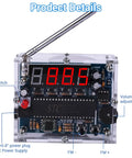 Close-up of FM Radio Kit For Learning And DIY Soldering Practice 87 To 108MHz Adjustable Radio Module with display and controls.
