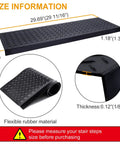 Non Slip Rubber Stair Treads 29.69 By 9.85 Inches Six Pack Durable Outdoor Step Mats with nosing and diamond pattern detail