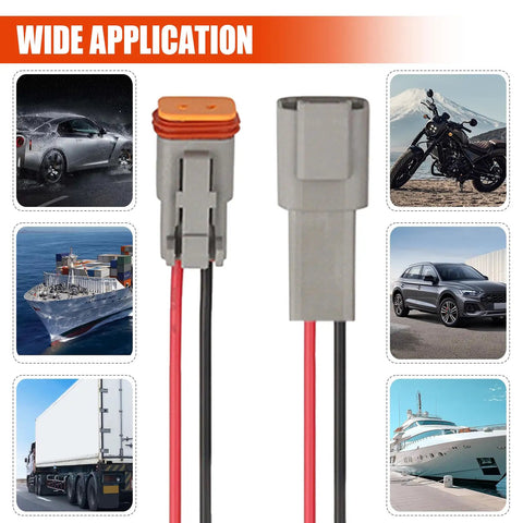 Deutsch 2 Pin Waterproof Automotive Electrical Connectors 17AWG 2 Way Male And Female Plug And Play Wiring Harness for multiple vehicles