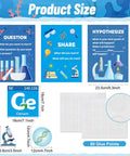 Vibrant Science Posters Bulletin Board Set For Classrooms With 16 Colorful Posters, 10 Cutouts, and 80 Glue Points, product size details.