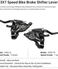 3X7 Speed Bike Brake Shifter Lever in alloy and resin, Model KD80-3L, KD80-7R, 21 Speed Bike Shifter Lever Set With Gear Indicator And Grips.