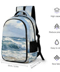 Coastal Beach Seascape Printed Unisex Backpack With Large Capacity For Travel School Or Day Trips Durable Polyester Material