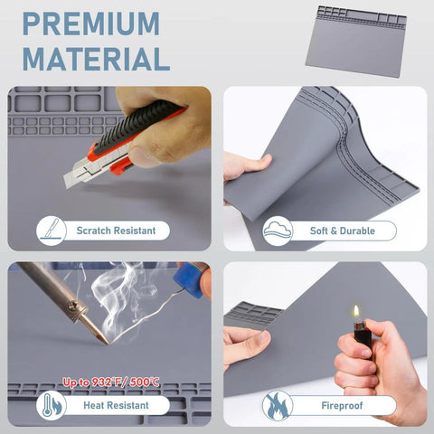 Magnetic Silicone Soldering Mat For Electronics Repair, Heat Resistant Work Pad with features like scratch resistance, durability